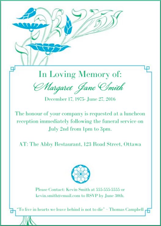 39 Best Funeral Reception Invitations Love Lives On