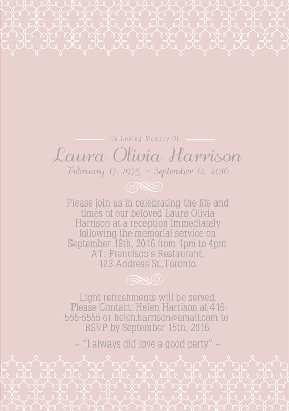 Invitation To A Funeral Wording 2