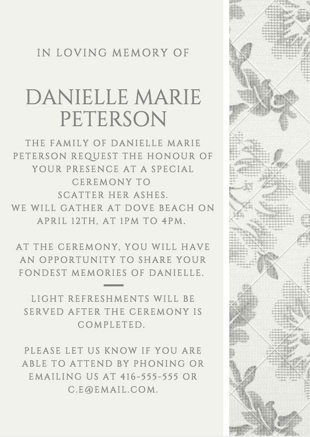 Funeral Reception Invitation Example 6