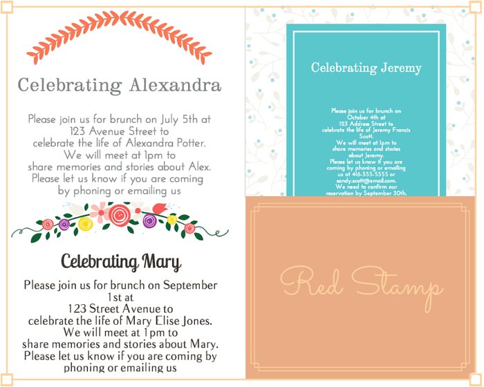 Funeral Reception Invitation: Red Stamp