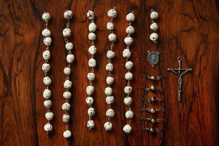 Close up photo of rosary parts