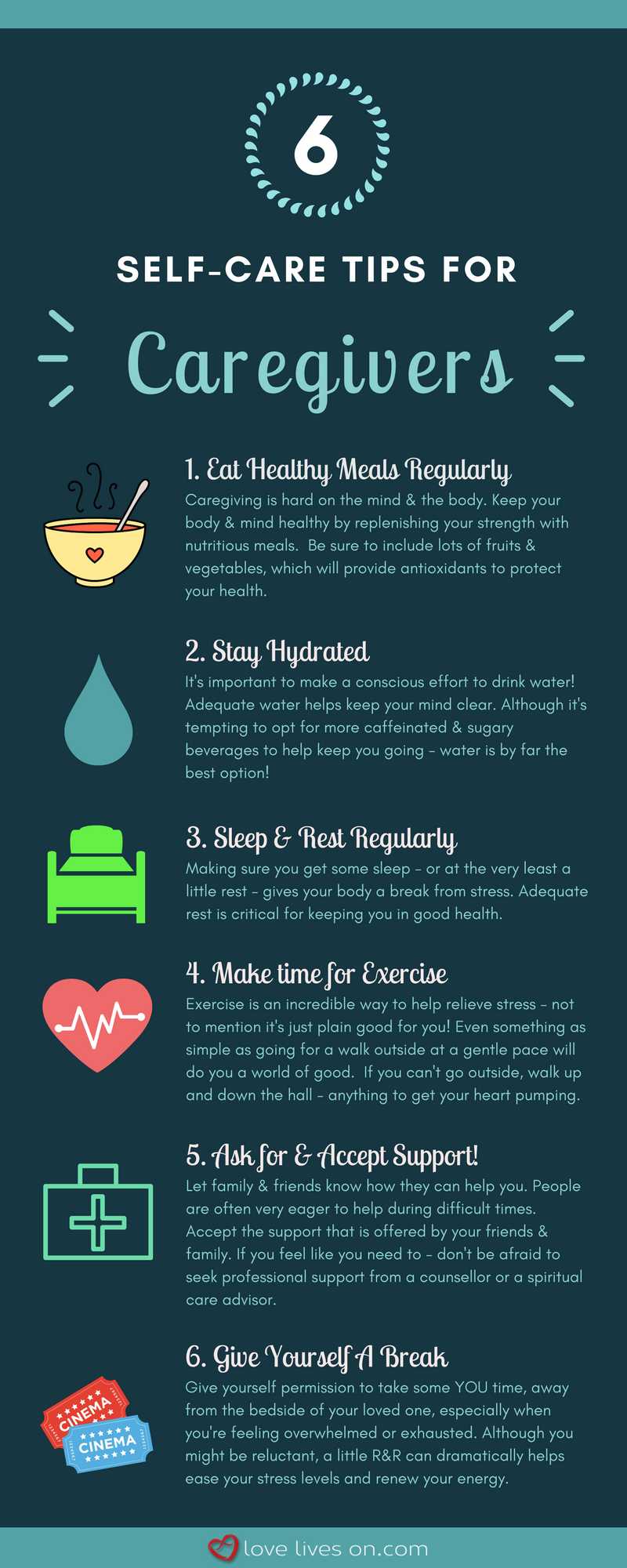 Infographic: 6 Self-Care Tips for Caregivers for When Signs of Death is Near