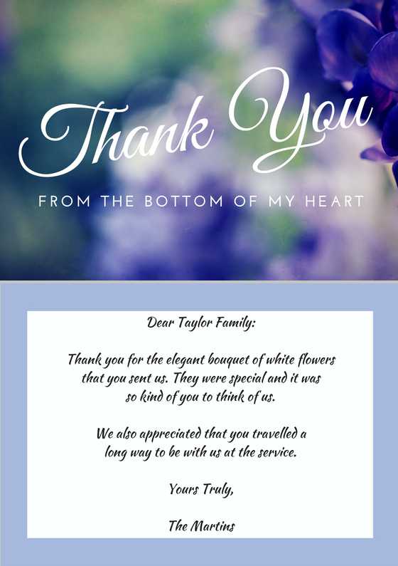 sample thank you note for funeral flowers