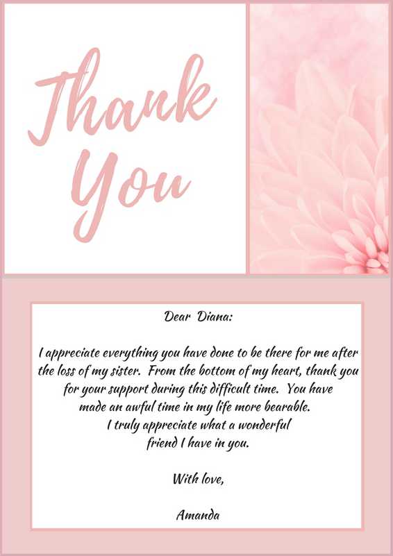 sample bereavement thank you note