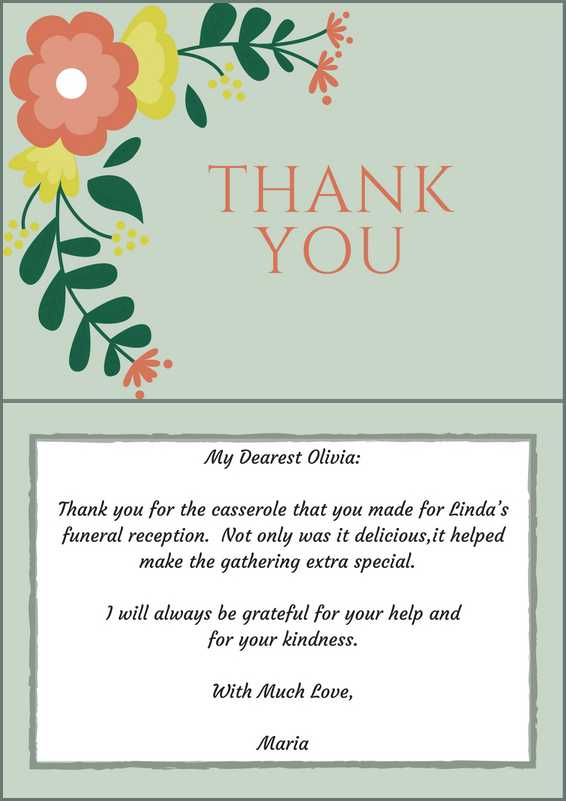 sample thank you note for funeral food