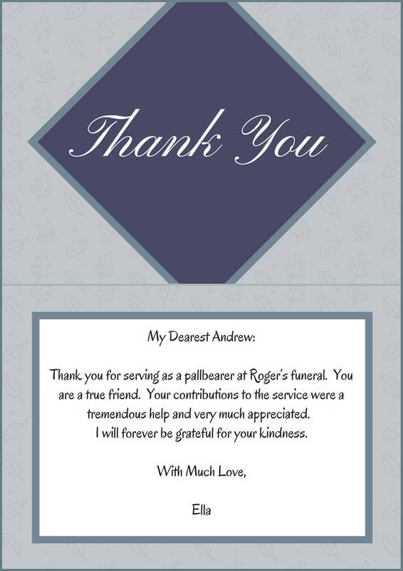 sample thank you note for pallbearers