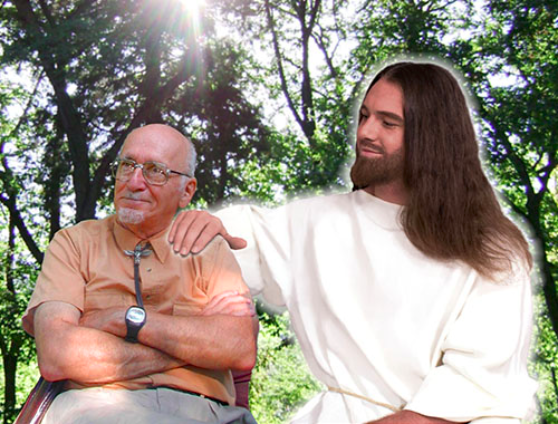 Jesus with an old man after he has passed away