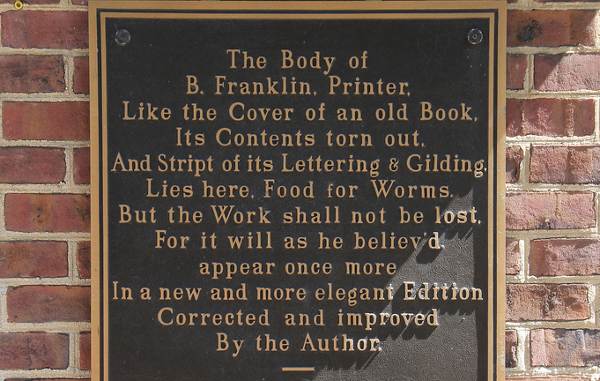 famous epitaphs: Benjamin Franklin