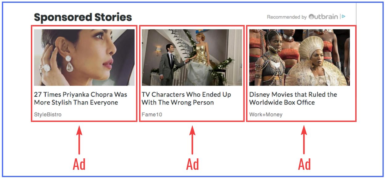 Examples of sponsored content on a website