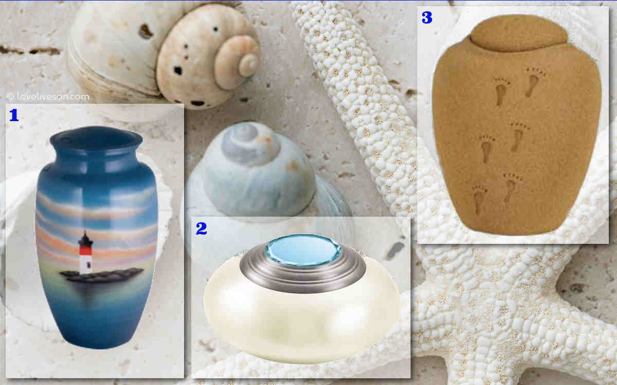 Urn ideas for a beach themed celebration of life