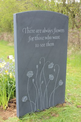 Headstone Design in Slate with Flowers