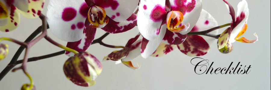 Subheading graphic with text overlay that states "Cremation Checklist." Background is an orchid.