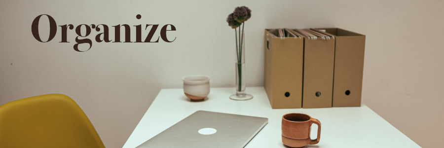 Subheading graphic with text overlay: Organize My Final Wishes Planner. Background is file folders.