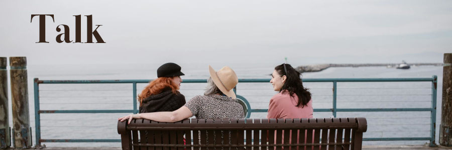 Subheading graphic with text overlay: Talk About My Final Wishes Planner. Background is friends sitting on a bench.