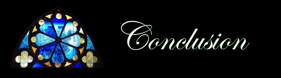 Subheading Graphic with text that says Conclusion against a background of a stained glass window