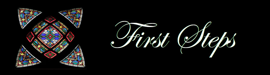 Subheading Graphic with text that says First Steps to Building a Mausoleum against a background of a stained glass window